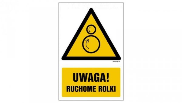 ZNAK - GF078 Uwaga! Ruchome rolki 10 x 15 cm KN - Folia podłogowa