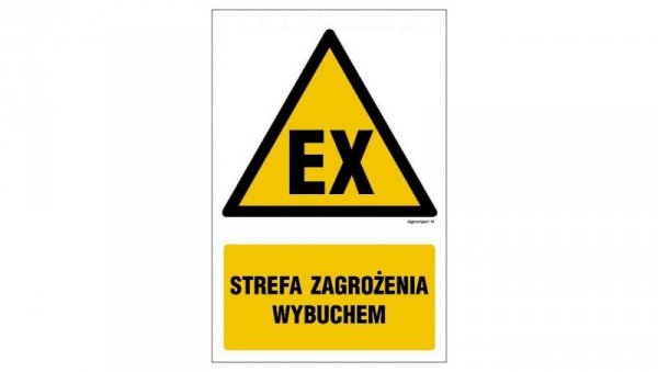 ZNAK - GF080 Uwaga! Niebezpieczeństwo wybuchu Materiały wybuchowe 10 x 15 cm FS - Folia samoprzylepna foto.