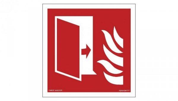ZNAK - BF007 Drzwi przeciwpożarowe 35 x 35 cm FN - Folia samoprzylepna