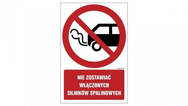 ZNAK - GC020 Nie zostawiać włączonych silników spalinowych 10 x 15 cm FS - Folia samoprzylepna foto.