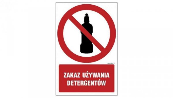 ZNAK - GC041 Zakaz używania detergentów - arkusz 9 naklejek 5 x 7,5 cm FN - Folia samoprzylepna