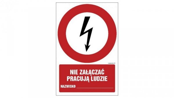 ZNAK - GC045 Nia załączać pracują ludzie Nazwisko ... 15 x 22,5 cm FN - Folia samoprzylepna