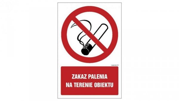 ZNAK - GC080 Zakaz palenia na terenie obiektu 10 x 15 cm KN - Folia podłogowa