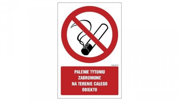 ZNAK - GC082 Palenie tytoniu zabronione na terenie całego obiektu 10 x 15 cm TS - Płyta TD foto.