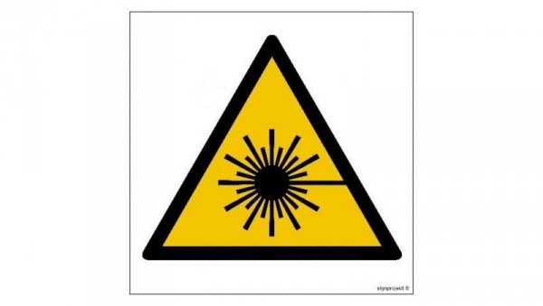 ZNAK - GD004 Ostrzeżenie przed wiązką laserową 15 x 15 cm PS - Płyta 1mm foto.