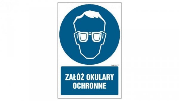 ZNAK - GL003 Załóż okulary ochronne 15 x 22,5 cm KN - Folia podłogowa