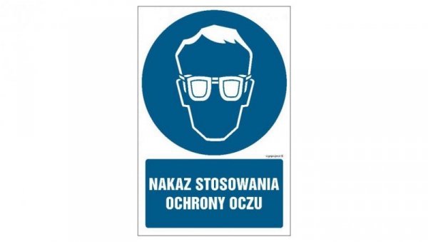 ZNAK - GL042 Nakaz stosowania ochrony oczu 10 x 15 cm FS - Folia samoprzylepna foto.