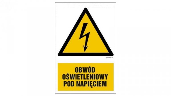 ZNAK - HA009 Obwód oświetleniowy pod napięciem 15 x 22,5 cm FN - Folia samoprzylepna