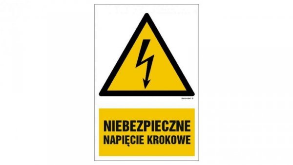 ZNAK - HA014 Niebezpieczne napięcie krokowe - opakowanie 10 sztuk 5 x 7,5 cm PN - Płyta 1mm