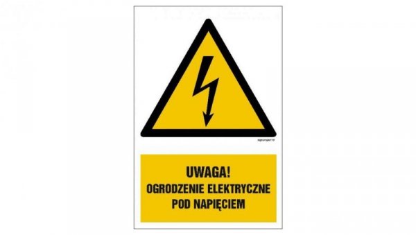ZNAK - HA020 Uwaga ogrodzenie elektryczne pod napięciem 7,5 x 10 cm FN - Folia samoprzylepna