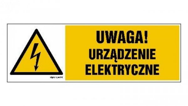 ZNAK - HB020 Uwaga urządzenie elektryczne 20 x 6,7 cm PN - Płyta 1mm