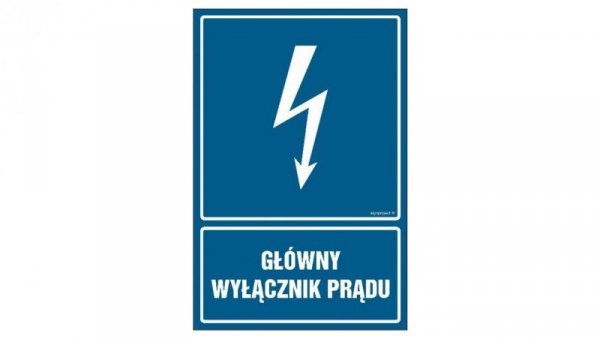 ZNAK - HG014 Główny wyłącznik prądu 7,5 x 10 cm PN - Płyta 1mm
