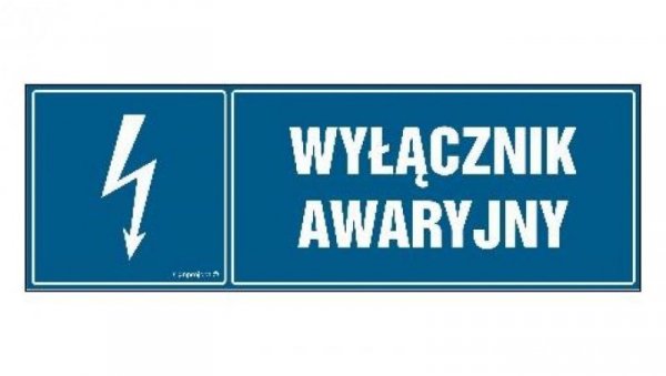 ZNAK - HH032 Wyłącznik awaryjny - arkusz 8 naklejek - arkusz 8 naklejek 10 x 3,3 cm FN - Folia samoprzylepna