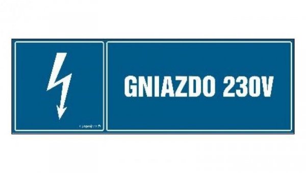ZNAK - HH036 Gniazdo 230 V - arkusz 8 naklejek - arkusz 8 naklejek 10 x 3,3 cm FN - Folia samoprzylepna