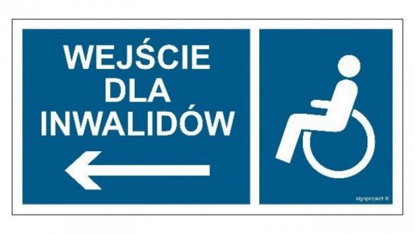 ZNAK - NC114 Wejście dla inwalidów w lewo 30 x 15 cm FN - Folia samoprzylepna