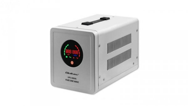 Qoltec Zasilacz awaryjny Pure Sine Wave UPS 500VA 350W Szary
