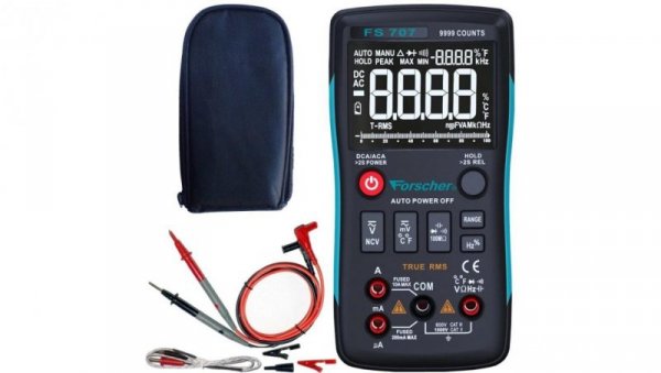 Miernik uniwersalny z pomiarem True RMS multimetr cyfrowy z wyświetlaczem LCD FORSCHER FS707