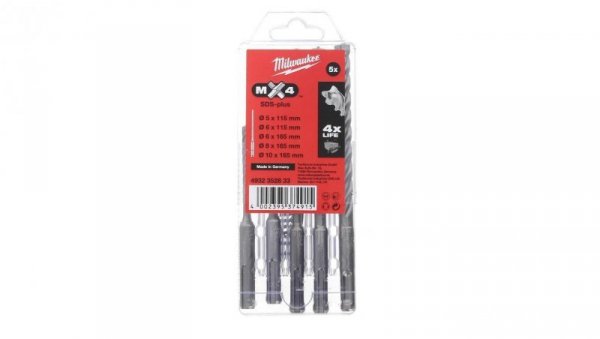 Zestaw wierteł SDS Plus Mx4 5,6/110mm oraz 6,8,10/165 mm (5szt) 4932352833