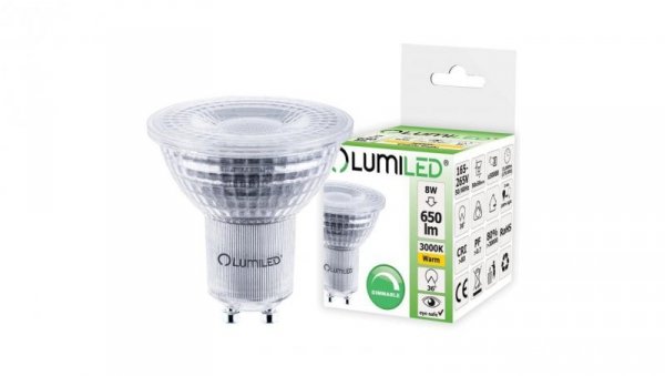 Żarówka LED GU10 8W = 50W 650lm 3000K Ciepła 36 Lumiled Ściemnialna
