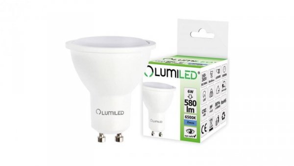 Żarówka LED GU10 6W = 60W 580lm 6500K Zimna 120 LUMILED
