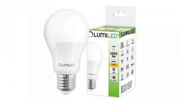Żarówka LED E27 A60 10W = 75W 1055lm 3000K Ciepła 260 LUMILED