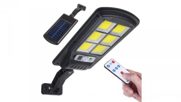 Solarna lampa uliczna LED z czujnikiem ruchu i pilotem Maclean IP54, 4W, 400lm, 6500K, Li-ion 1200 mAh, 3 tryby pracy MCE446