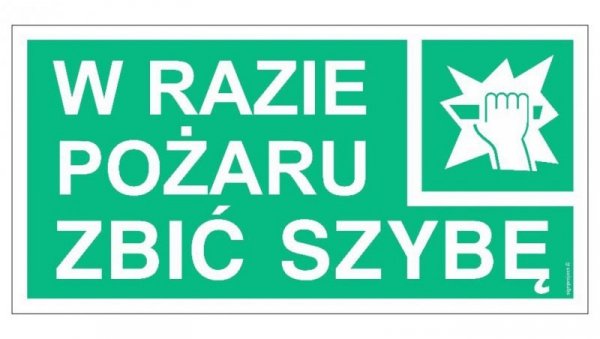 ZNAK - AC040 W razie pożaru zbić szybę 20 x 10 cm KS - Folia podłogowa foto.