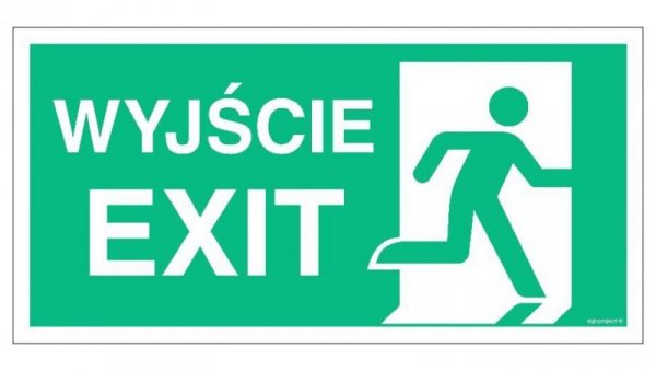 ZNAK - AC075 Wyjście / EXIT prawostronne 100 x 50 cm TS - Płyta TD foto.