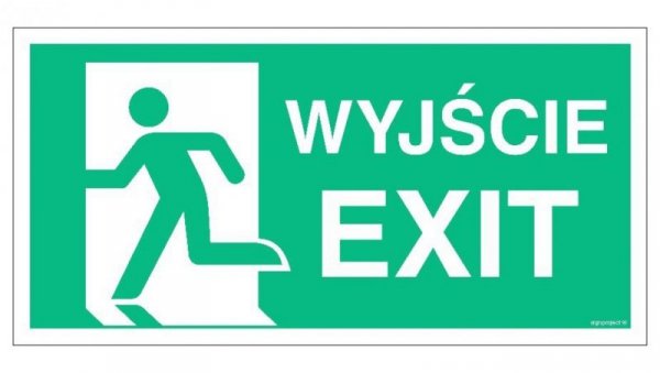 ZNAK - AC076 Wyjście / EXIT lewostronne 100 x 50 cm FS - Folia samoprzylepna foto.