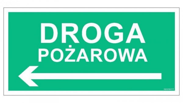 ZNAK - AC077 Droga pożarowa w lewo 20 x 10 cm KS - Folia podłogowa foto.