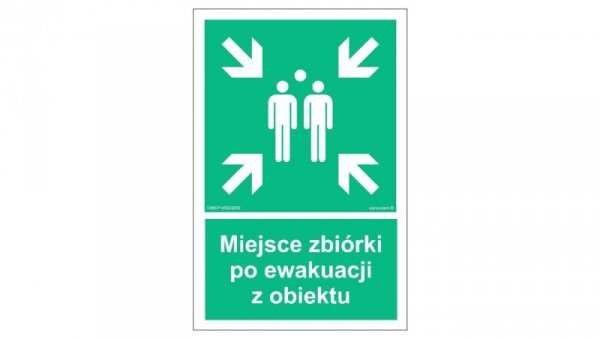 ZNAK - AC085 Miejsce po ewakuacji z obiektu 10 x 15 cm FS - Folia samoprzylepna foto.