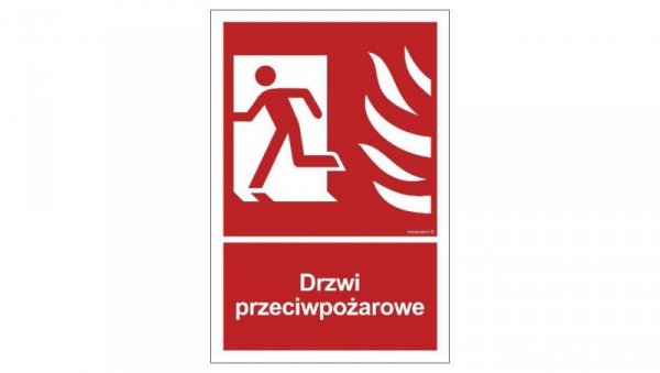 ZNAK - BC052 Drzwi przeciwpożarowe lewostronne 35 x 51,8 cm FN - Folia samoprzylepna