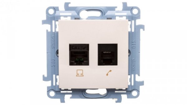 Simon 10 Gniazdo teleinformatyczne RJ45+RJ12 kat.5e kremowe C5T.01/41