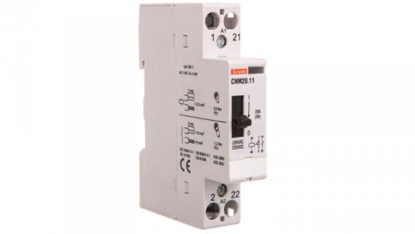Stycznik modułowy z dźwignią do sterowania ręcznego 20A 1Z 1R cewka 220-230 VAC/DC CNM2011220