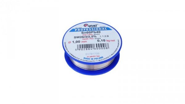 CYNEL UNIPRESS Cyna 1,00mm 100g Sn60Pb40 SW26/3/2.5 spoiwo lutownicze PROFESSIONAL