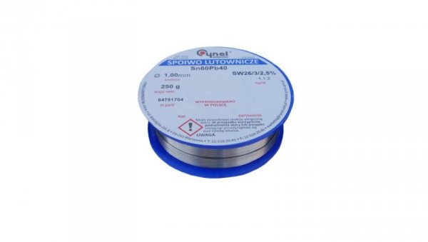 CYNEL UNIPRESS Cyna 1,00mm 250g Sn60Pb40 SW26/3/2.5 spoiwo lutownicze PROFESSIONAL