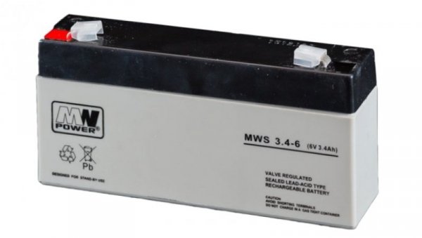 Akumulator AGM 6V 3.4Ah (134x34x59mm) MWS 3.4-6
