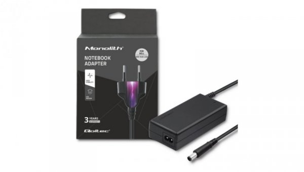 Qoltec Zasilacz do laptopa Dell 90W 19.5V 4.62A 7.4*5.0+pin +kabel zasilający