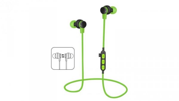 Słuchawki douszne bluetooth v4.2 + MicroSD Słuchawki + mic pm061 zielony 44469 PM1061G