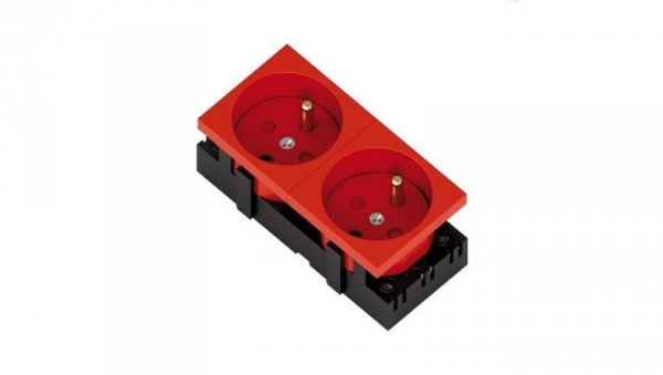 Gniazdo elektryczne standard 2C 2x2P+Z z blokadą czerwone podwójne 1 szt. 333526
