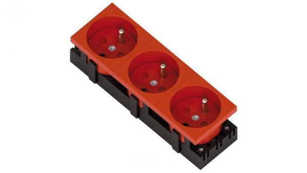 Gniazdo elektryczne standard 3C 3x2P+Z z blokadą czerwone potrójne 1 szt. 333538