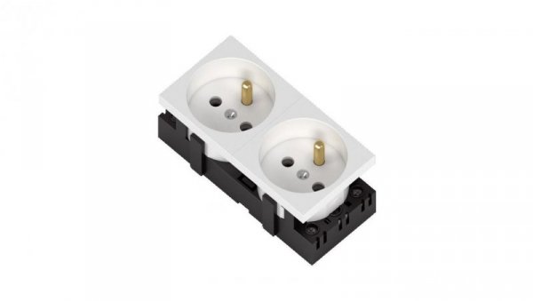 Gniazdo elektryczne standard 2B 2x2P+Z bez blokady białe podwójne 1 szt. 333528