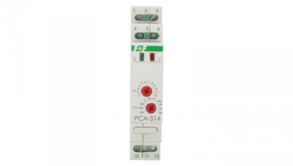 Przekaźnik czasowy 1P 10A 0,1sek-576h 230V AC, 24V AC/DC opóźnione wyłaczenie PCA-514DUO