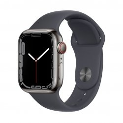Apple Watch Series 7 41mm GPS + Cellular (LTE) Koperta ze stali nierdzewnej w kolorze grafitowym z paskiem sportowym w kolorze północy