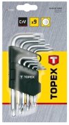 Klucze Torx krótkie T10-T50 stal CrV (zestaw 9 szt.) 35D960