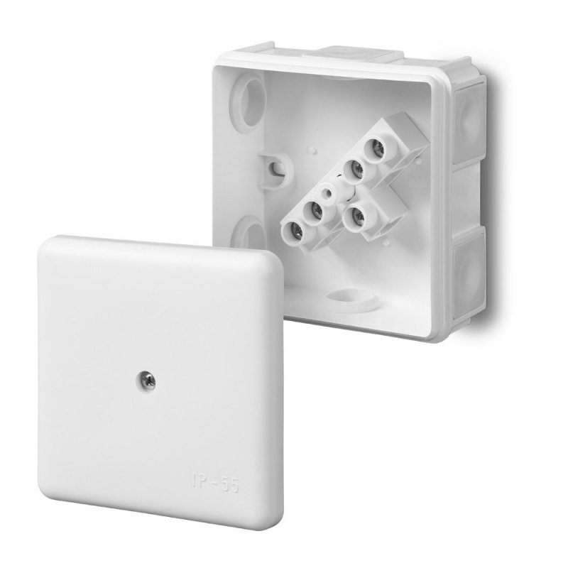 Puszka hermetyczna n/t 86x86x39mm z zaciskiem 5x2,5mm IP55 biała 0226-01