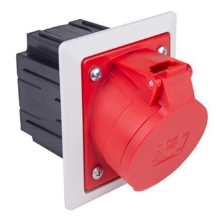 Gniazdo tablicowe z puszką 32A 5P 400V /80x97/ czerwone IP44 TWIST 425-6pkr