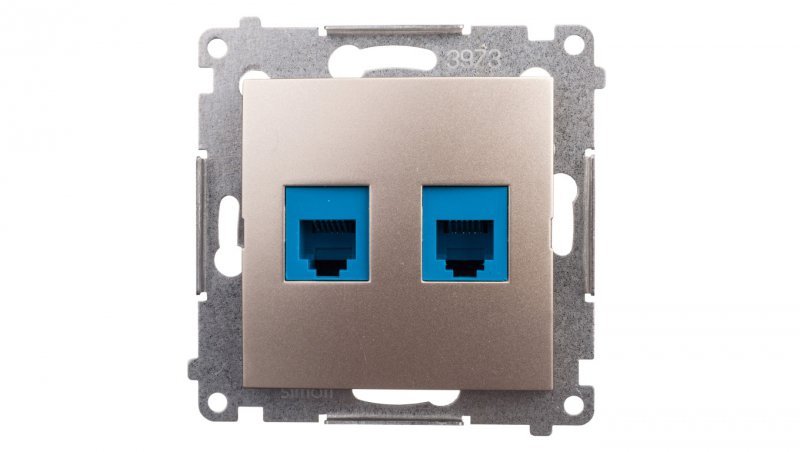 Simon 54 Gniazdo telefoniczne podwójne 2xRJ12 złoty mat DT2.01/44