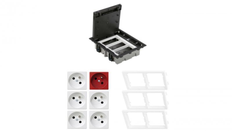 KONTAKT SIMON FLOOR BOX puszka podłogowa 5x gniazdo pojedyncze z/u + 1x gniazdo DATA do podłóg technicznych ( podniesionych )