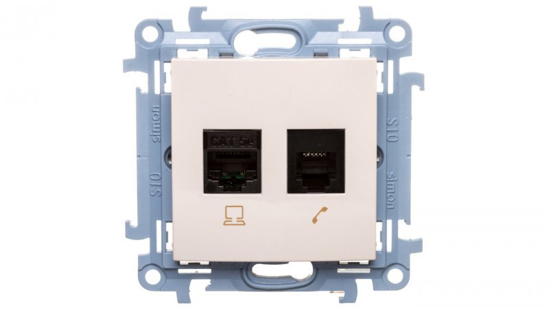 Simon 10 Gniazdo teleinformatyczne RJ45+RJ12 kat.5e kremowe C5T.01/41